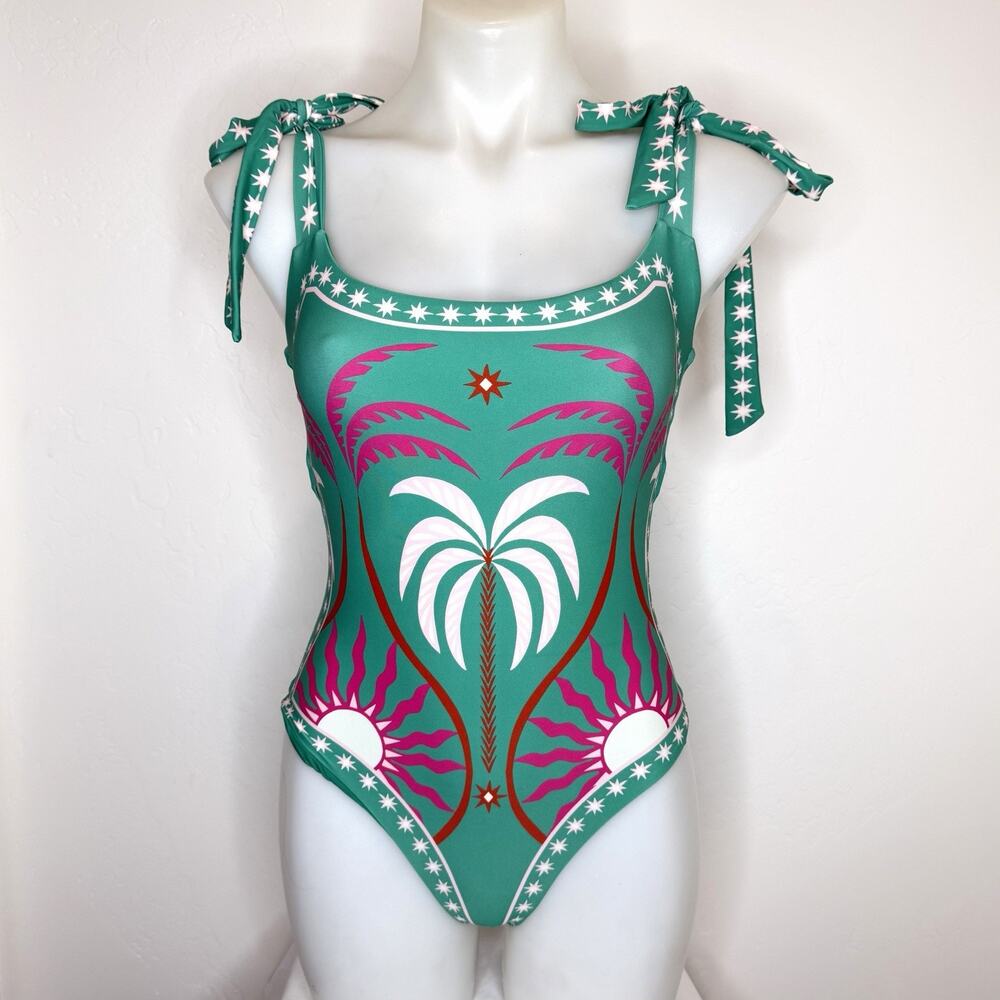 Beach Riot X Anthropologie Shona One Piece Swimsuit Womens Small Green Palm